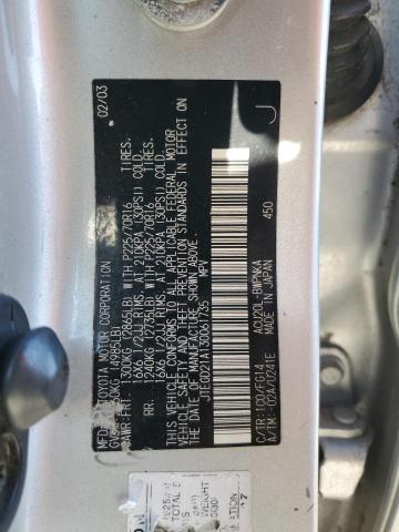 JTEGD21A130061735 - 2003 TOYOTA HIGHLANDER SILVER photo 13