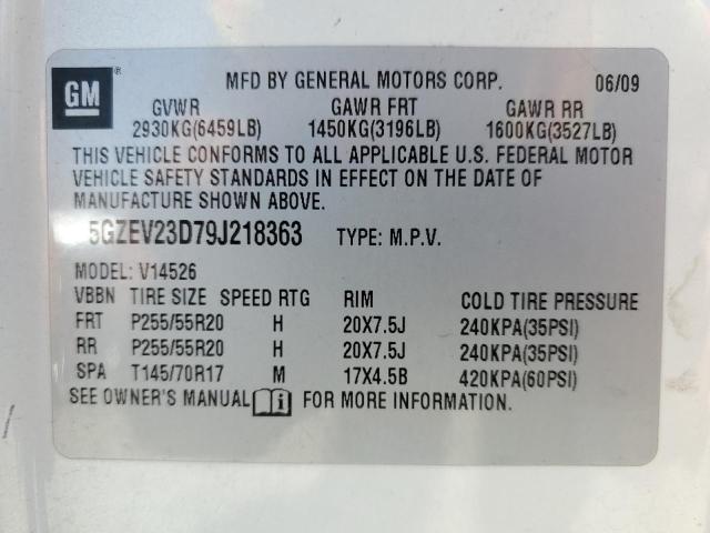 5GZEV23D79J218363 - 2009 SATURN OUTLOOK XR WHITE photo 13