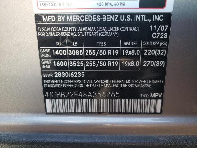 4JGBB22E48A356265 - 2008 MERCEDES-BENZ ML 320 CDI GOLD photo 12