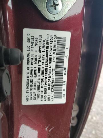 19XFB2F50CE373702 - 2012 HONDA CIVIC LX MAROON photo 13