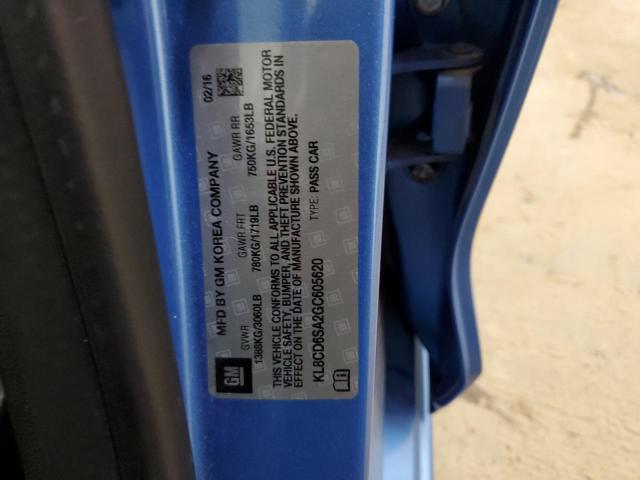 KL8CD6SA2GC605620 - 2016 CHEVROLET SPARK 1LT BLUE photo 12