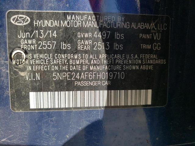 5NPE24AF6FH019710 - 2015 HYUNDAI SONATA SE BLUE photo 12