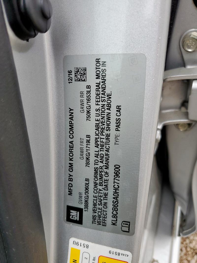 KL8CB6SA0HC779600 - 2017 CHEVROLET SPARK LS SILVER photo 12