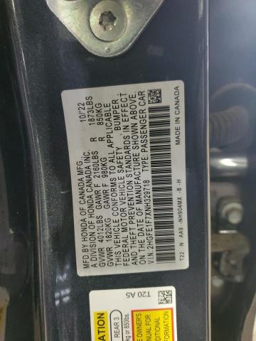 2HGFE1F7XNH329718 - 2022 HONDA CIVIC EX CHARCOAL photo 12