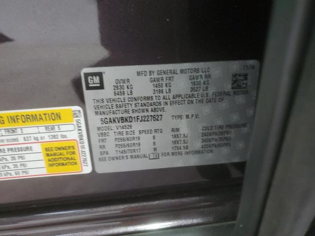 5GAKVBKD1FJ227627 - 2015 BUICK ENCLAVE GRAY photo 14