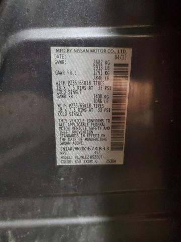 5N1AR2MM2DC674833 - 2013 NISSAN PATHFINDER S رمادي صورة 13