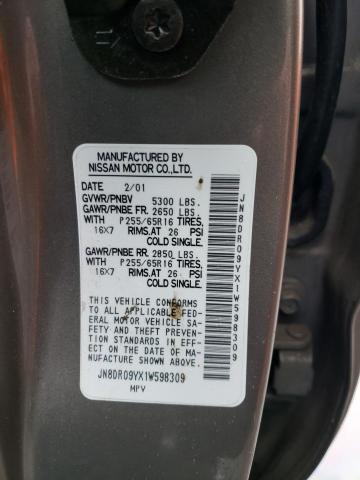 JN8DR09YX1W598309 - 2001 NISSAN PATHFINDER LE 棕色 照片 13