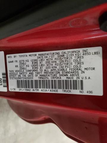 5TETX22N97Z420203 - 2007 TOYOTA TACOMA ACCESS CAB Қызыл фото 12