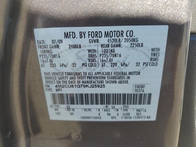 4M2CU81G79KJ25925 - 2009 MERCURY MARINER GRAY photo 12