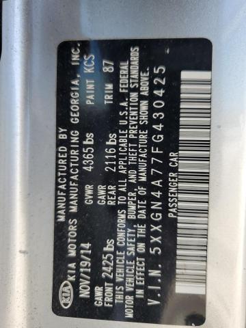 5XXGN4A77FG430425 - 2015 KIA OPTIMA EX 银色 照片 12