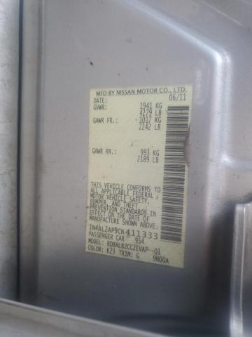 1N4AL2AP9CN411333 - 2012 NISSAN ALTIMA BASE 银色 照片 12