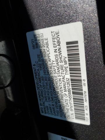 5FNYF7H55MB012632 - 2021 HONDA PASSPORT EXL أزرق صورة 14