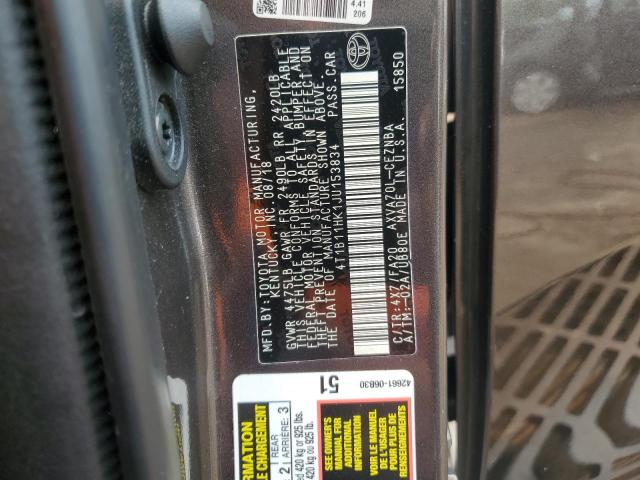 4T1B11HK1JU153834 - 2018 TOYOTA CAMRY L TAN photo 12