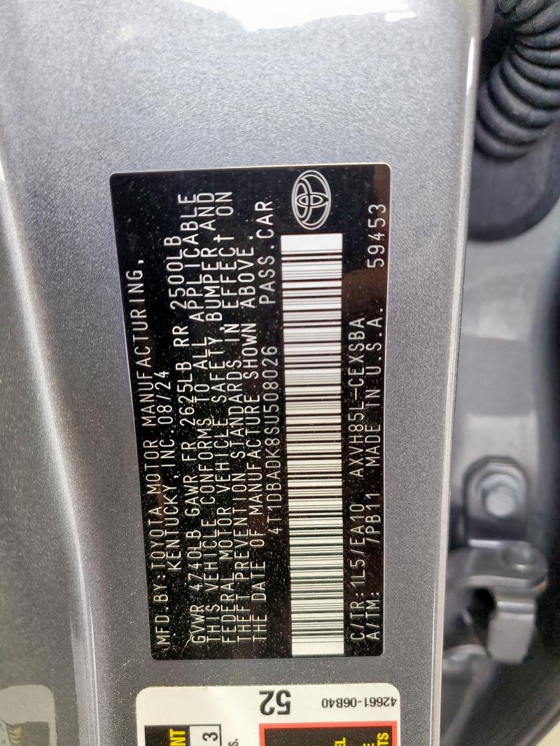 4T1DBADK8SU508026 - 2025 TOYOTA CAMRY XSE SILVER photo 12