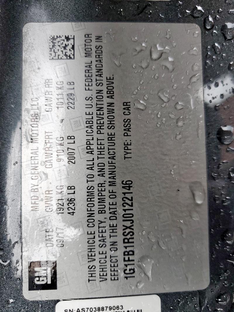 1G1FB1RSXJ0122146 - 2018 CHEVROLET CAMARO LT GRAY photo 13