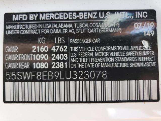 55SWF8EB9LU323078 - 2020 MERCEDES-BENZ C 300 4MATIC WHITE photo 12