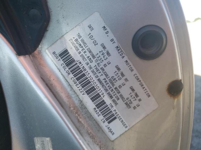 JM1NB353030303594 - 2003 MAZDA MX-5 MIATA BASE SILVER photo 12