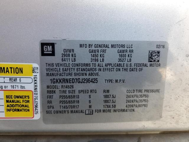 1GKKRNED7GJ296425 - 2016 GMC ACADIA SLE 银色 照片 13