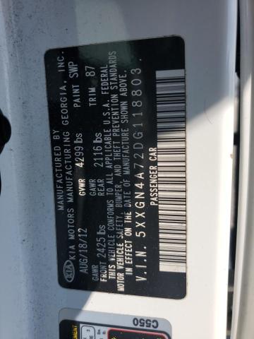 5XXGN4A72DG118803 - 2013 KIA OPTIMA EX 白色 照片 12