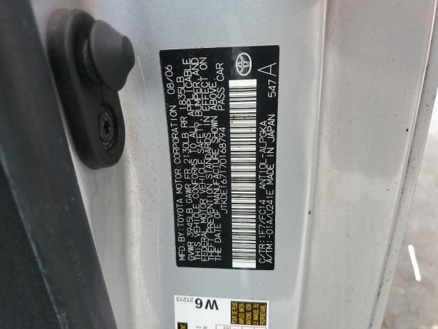 JTKDE167170168794 - 2007 TOYOTA SCION TC SILVER photo 12