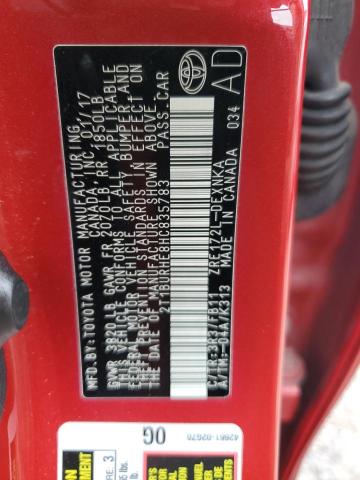 2T1BURHE8HC835783 - 2017 TOYOTA COROLLA L أحمر صورة 12