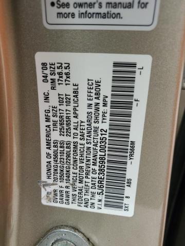 5J6RE38598L003512 - 2008 HONDA CR-V EX Алтын фото 13