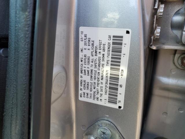 1HGCP2F3XAA187671 - 2010 HONDA ACCORD LX SILVER photo 12