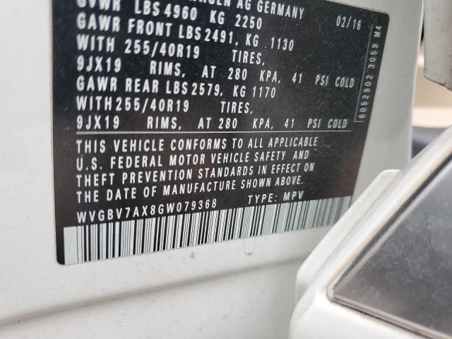 WVGBV7AX8GW079368 - 2016 VOLKSWAGEN TIGUAN S WHITE photo 14