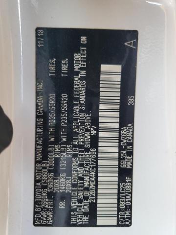 2T2BZMCA4KC177696 - 2019 LEXUS RX 350 BASE თეთრი ფოტო 12