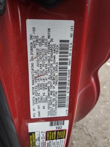 5TETX4CNXAZ711746 - 2010 TOYOTA TACOMA ACCESS CAB წითელი ფოტო 12