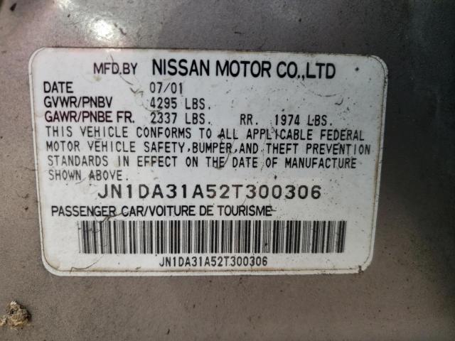 JN1DA31A52T300306 - 2002 NISSAN MAXIMA GLE SILVER photo 12