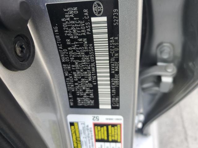 4T1G11AK9LU955504 - 2020 TOYOTA CAMRY SE SILVER photo 12