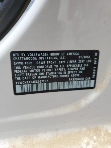1VWCN7A34EC067297 - 2014 VOLKSWAGEN PASSAT SEL Weiß Foto 12