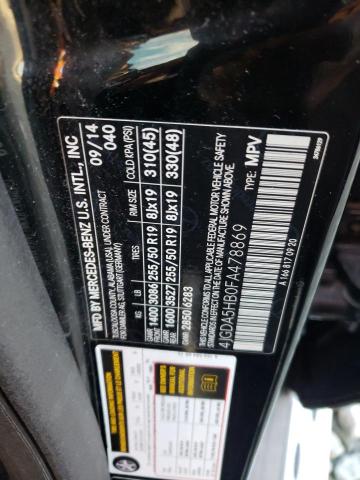 4JGDA5HB0FA478869 - 2015 MERCEDES-BENZ ML 350 4MATIC BLACK photo 12