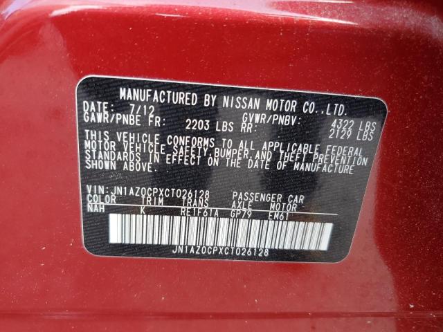 JN1AZ0CPXCT026128 - 2012 NISSAN LEAF SV RED photo 12