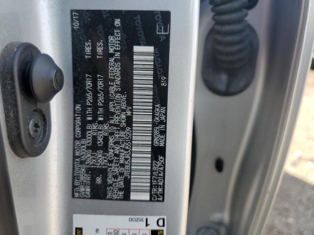 JTEBU5JR3J5515209 - 2018 TOYOTA 4RUNNER SR5/SR5 PREMIUM Серебристый фото 13