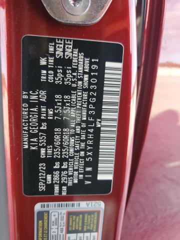 5XYRH4LF3PG230191 - 2023 KIA SORENTO EX RED photo 13