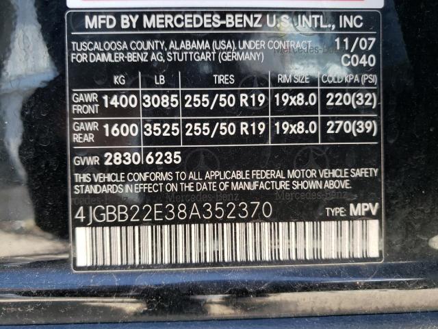 4JGBB22E38A352370 - 2008 MERCEDES-BENZ ML 320 CDI BLACK photo 13