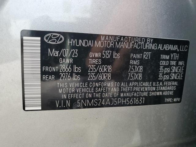 5NMS24AJ5PH561631 - 2023 HYUNDAI SANTA FE SEL SILVER photo 13