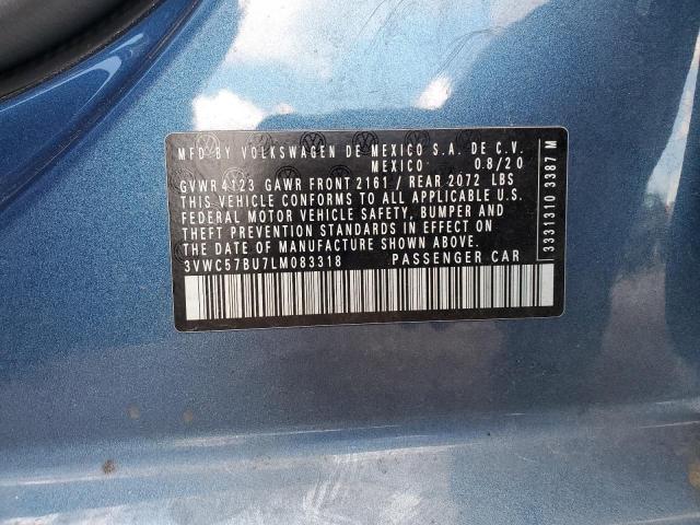 3VWC57BU7LM083318 - 2020 VOLKSWAGEN JETTA S 蓝色 照片 12