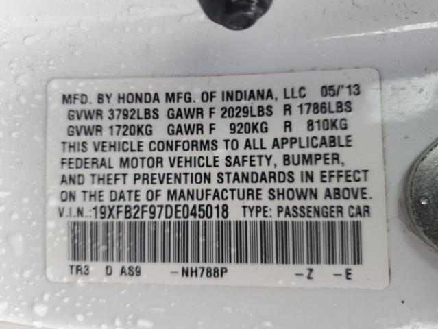 19XFB2F97DE045018 - 2013 HONDA CIVIC EXL Սպիտակ լուսանկար 13