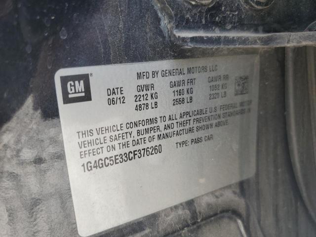 1G4GC5E33CF376260 - 2012 BUICK LACROSSE BLACK photo 12