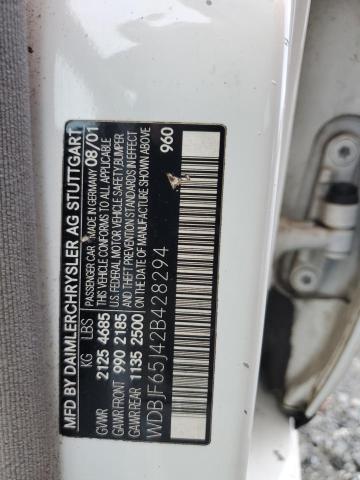 WDBJF65J42B428294 - 2002 MERCEDES-BENZ E 320 Ağ foto 12