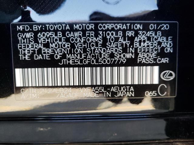 JTHE5LGF0L5007779 - 2020 LEXUS LS 500 BLACK photo 12