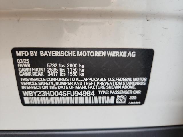 WBY23HD04SFU94984 - 2025 BMW I4 EDRIVE 40 WHITE photo 12