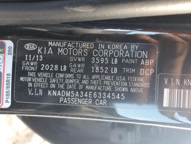 KNADM5A34E6334545 - 2014 KIA RIO LX BLACK photo 13