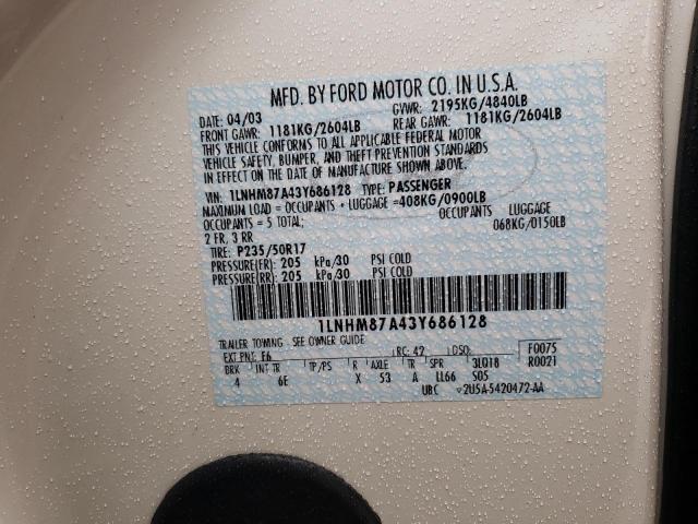 1LNHM87A43Y686128 - 2003 LINCOLN LS 白色 照片 12