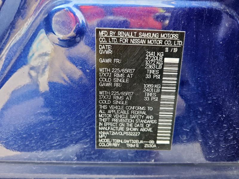 KNMAT2MV0LP532227 - 2020 NISSAN ROGUE S BLUE photo 13