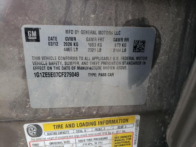 1G1ZE5E07CF279049 - 2012 CHEVROLET MALIBU LTZ ვერცხლისფერი ფოტო 12