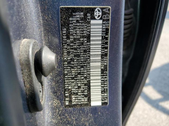 5YFBURHE0KP921158 - 2019 TOYOTA COROLLA L GRAY photo 12